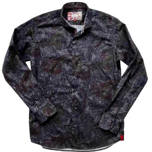 7 Downie St. Men's Large Color Contrast Premium Flip Cuff Button Down Shirt - Picture 1 of 13